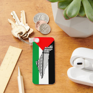 Porte-clés Drapeau de Palestine et carte avec Keffiyeh Motif