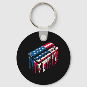 Porte-clés Drapeau de peinture Harmonica American Usa 4 juill