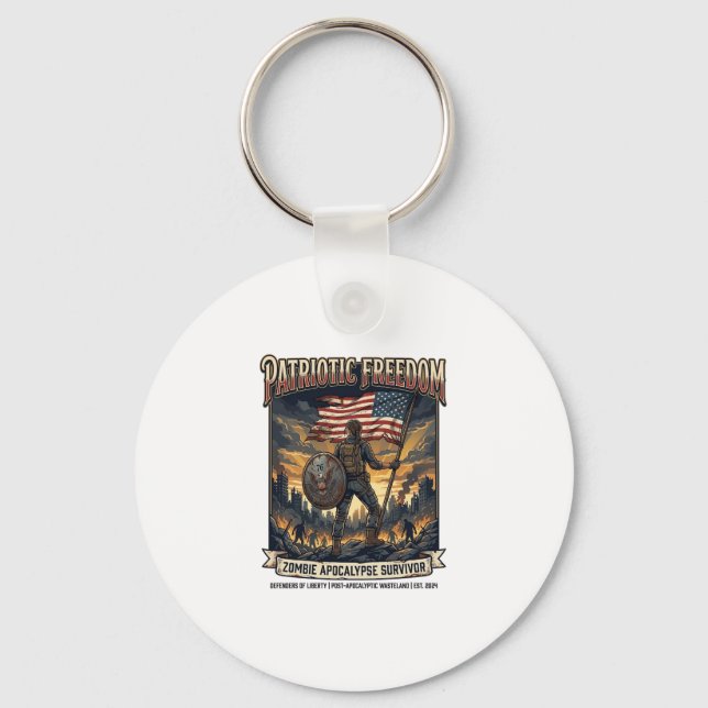Porte-clés Drapeau de rouille patriotique Survivant Apocalyps (Recto)