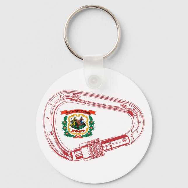 Porte-clés Drapeau de Virginie-Occidentale Escalade carabiner (Recto)