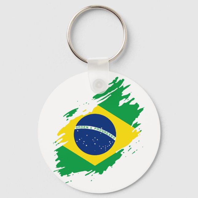 Porte-clés Drapeau Déchiré Brésil Fierté Nationale Supporters (Recto)