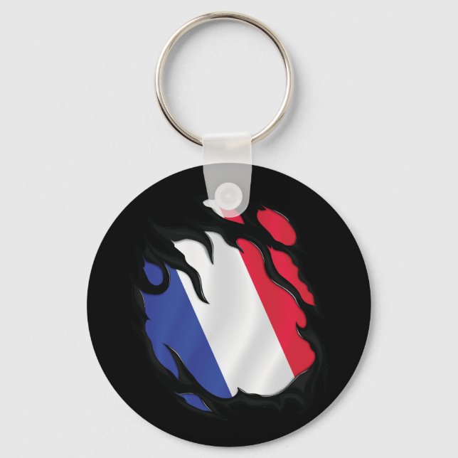 Porte-clés Drapeau déchiré de France (Recto)