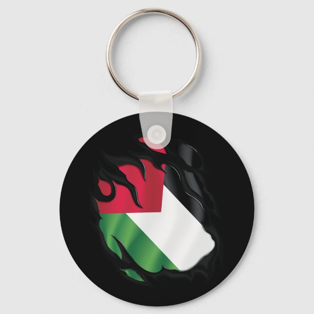 Porte-clés Drapeau déchiré de Palestine (Recto)
