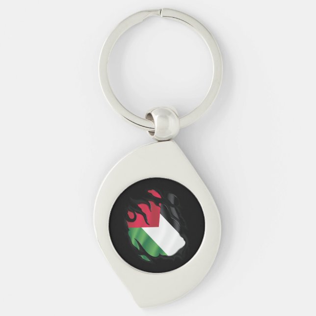 Porte-clés Drapeau déchiré de Palestine (Devant)