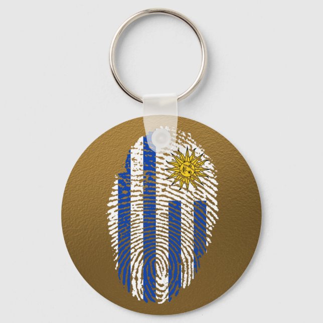 Porte-clés Drapeau d'empreintes digitales uruguayennes tactil (Recto)