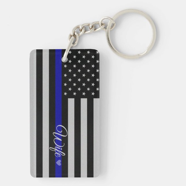 Porte-clés Drapeau d'épouse de police (Dos)