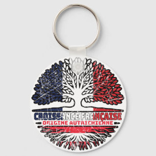 Porte-clés Drapeau des racines d'arbre de France Autriche