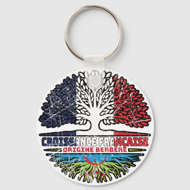 Porte-clés Drapeau des racines d'arbre de France berbère (Recto)