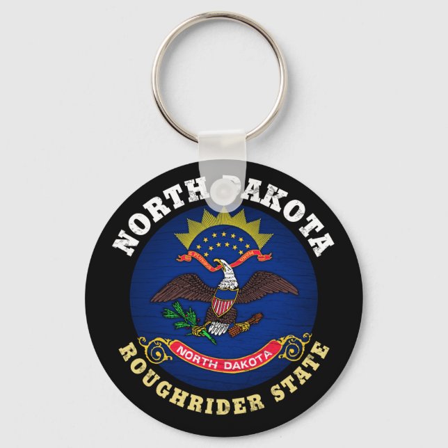 PORTE-CLÉS DRAPEAU D'ÉTAT DU NORD DAKOTA ROUGHRIDER (Recto)