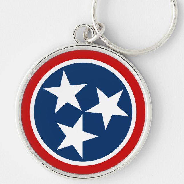 Porte-clés Drapeau d'état du Tennessee Bleu Blancs étoiles (Devant)