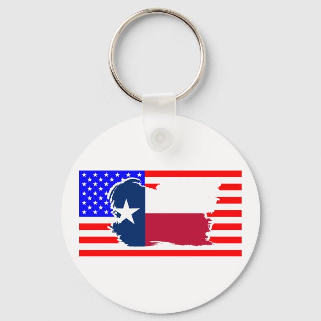 Porte-clés Drapeau D'État Du Texas Sur Le Drapeau Des États-U (Recto)