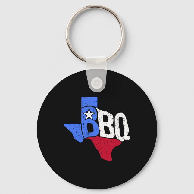 Porte-clés Drapeau D'État Et Carte Du Bbq Texas (Recto)
