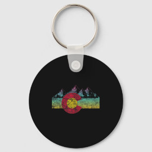 Porte-clés Drapeau D'État Rétro Colorado Montagnes Rocheuses