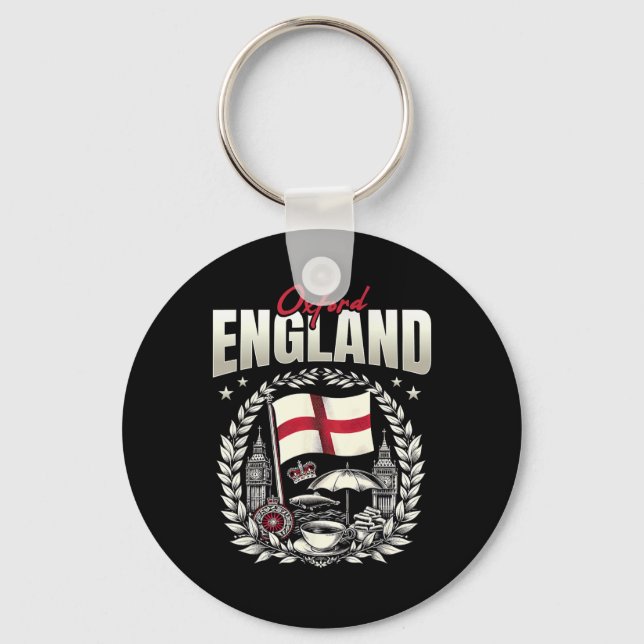 Porte-clés Drapeau d'Oxford Angleterre Souvenir Vacances à Ox (Recto)