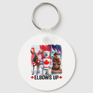 Porte-clés Drapeau du Canada Coudes levés Hockey Drôle de cas