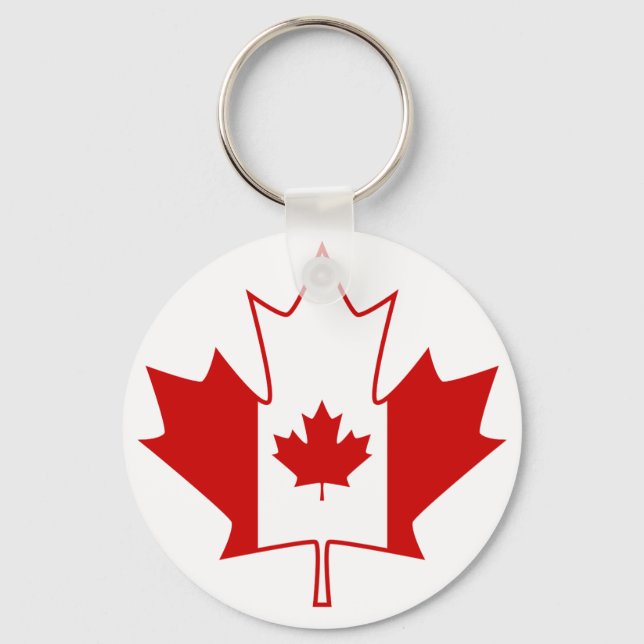 Porte-clés Drapeau du Canada en feuille d'érable - blanc (Recto)