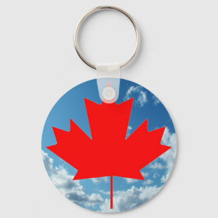 Porte-clés Drapeau du Canada et ciel bleu