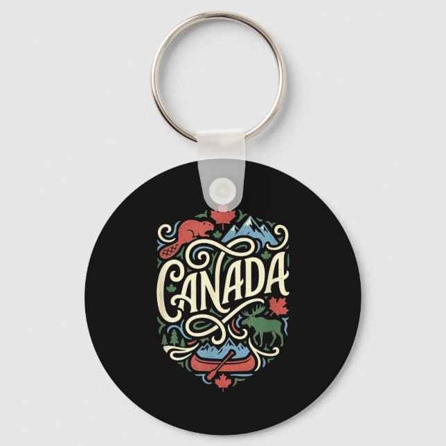 Porte-clés Drapeau du Canada feuille d'érable canadienne exté (Recto)