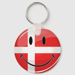 Porte-clés Drapeau du Danemark souriant