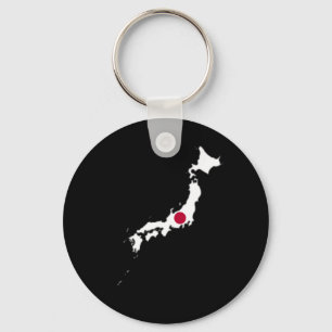 Porte-clés Drapeau du Japon sur la carte