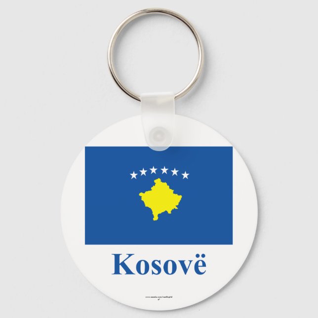 Porte-clés Drapeau du Kosovo avec nom en albanais (Recto)