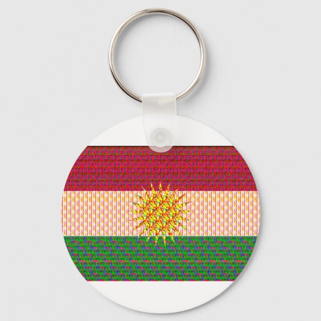 Porte-clés Drapeau du Kurdistan psychédélique (Recto)