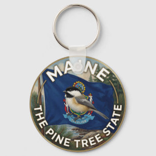 Porte-clés 🌲 Drapeau du Maine et patrimoine du mésangeai à t
