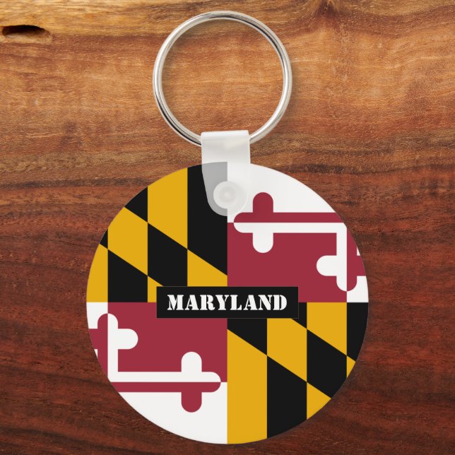 Porte-clés Drapeau du Maryland & vacances du Maryland, patrio (Recto)