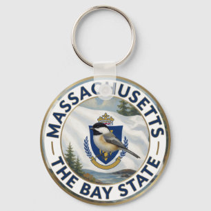 Porte-clés 🌊 Drapeau du Massachusetts et Mésange à tête noir