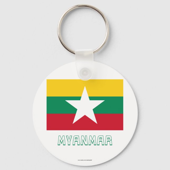 Porte-clés Drapeau du Myanmar avec nom (Recto)