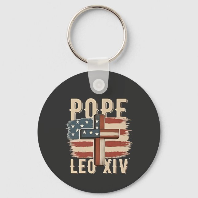 Porte-clés Drapeau du Pape Léon XIV Église chrétienne Da Pope (Recto)