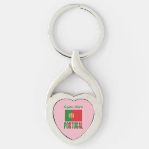 Porte-clés Drapeau du Portugal personnalisé Cœur du patrimoin