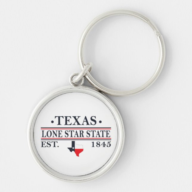 Porte-clés Drapeau du Texas carte l'état étoile solitaire (Devant)