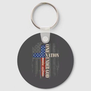 Porte-clés Drapeau d'une nation sous Dieu 4 juillet patriotiq