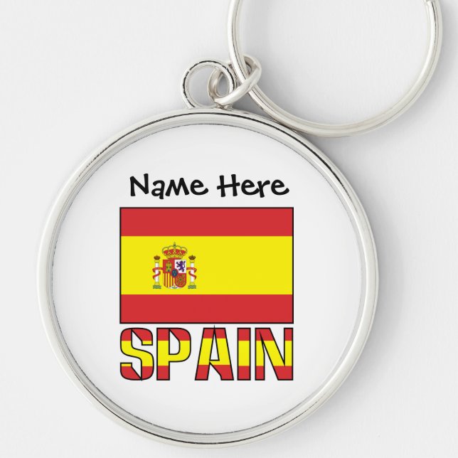 Porte-clés Drapeau espagnol Espagne Personnalisation noire  (Devant)
