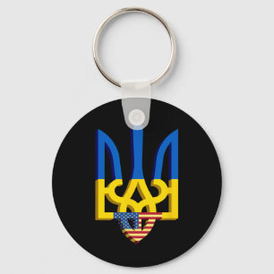 Porte-clés Drapeau et armoiries de l'Ukraine avec drapeau amé