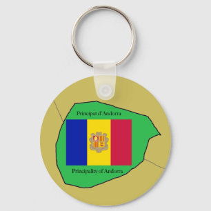 Porte-clés Drapeau et carte de l'Andorre