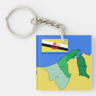 Porte-clés Drapeau et carte du Brunei