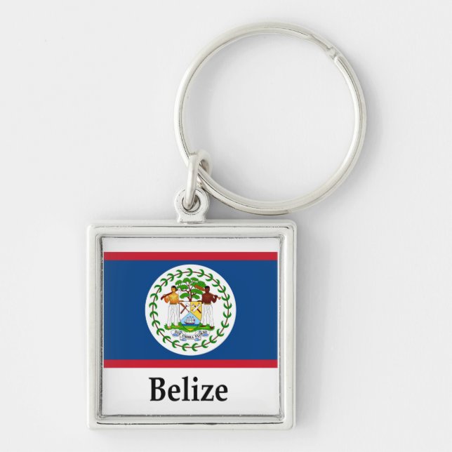 Porte-clés Drapeau et nom de Belize (Devant)