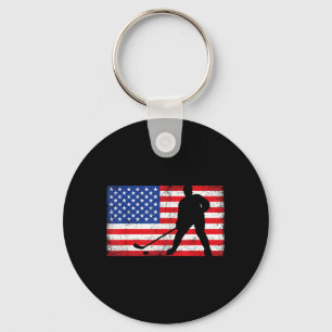 Porte-clés Drapeau États-Unis Rouge Blanc Bleu Joueur De Hock