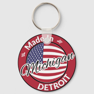 Porte-clés Drapeau Fabriqué à Detroit Michigan États-Unis