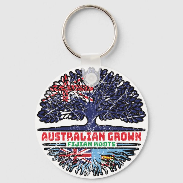 Porte-clés Drapeau Fidji Fijian Australie Tree Roots (Recto)