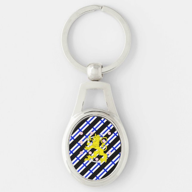 Porte-clés Drapeau finlandais de rayures (Devant)