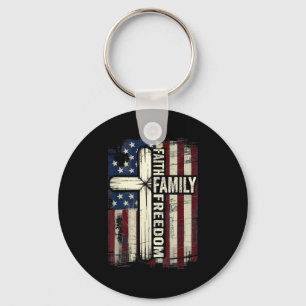 Porte-clés Drapeau Foi Famille Dom Usa