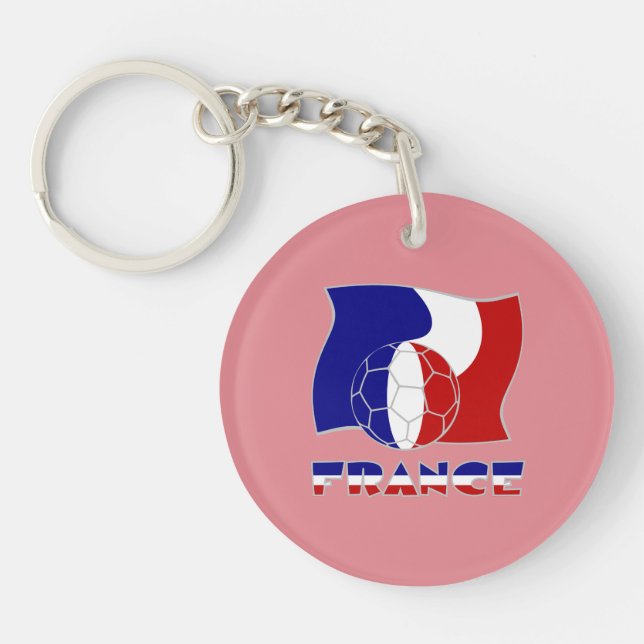 Porte-clés Drapeau français ballon de football  (Devant)