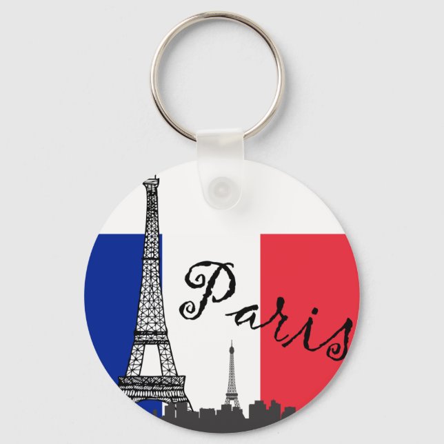 Porte-clés Drapeau français et Tour Eiffel (Recto)