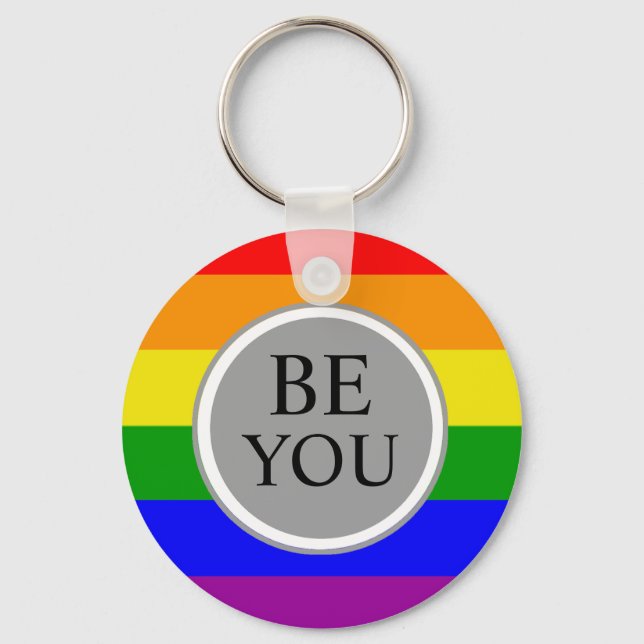 Porte-clés Drapeau gay pride Soyez vous (Recto)