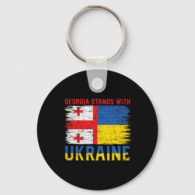 Porte-clés Drapeau géorgien-ukrainien - Pays amis  (Recto)