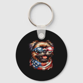 Porte-clés Drapeau Griffon Amoureux des chiens Us 4 juillet P