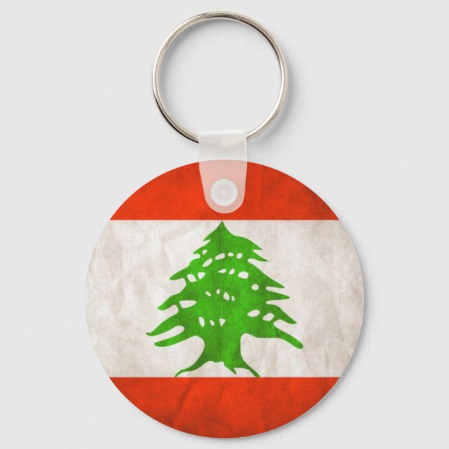 Porte-clés Drapeau Grungy Lebanon (Recto)